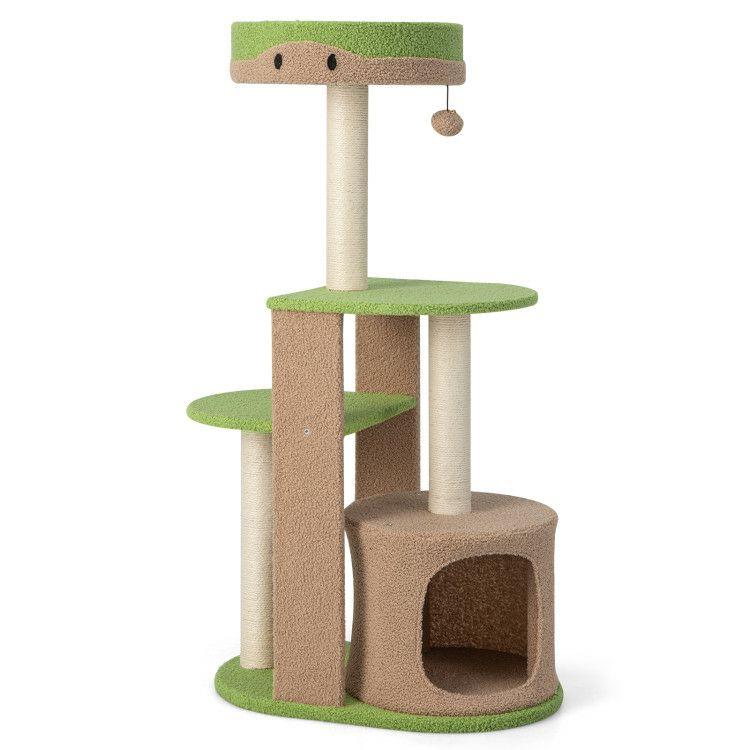 5-Tier Modern Cat Tree Tower with Sisal Scratching Posts for Indoor Cats Green |   Cat Trees, Condos & Scratchers