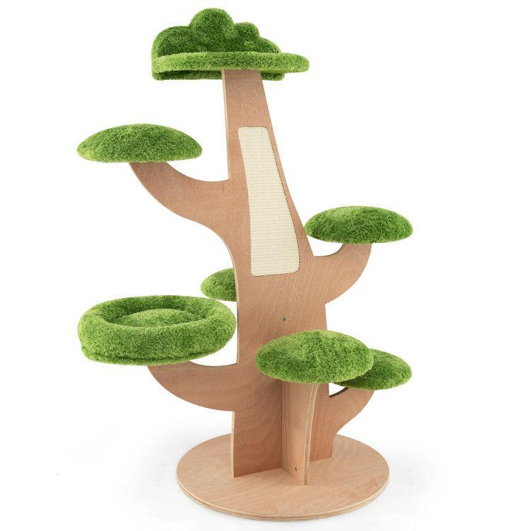 50 Inch Pine Shape Cat Tree for Indoor Cats with Sisal Scratching Board Green |   Cat Trees, Condos & Scratchers