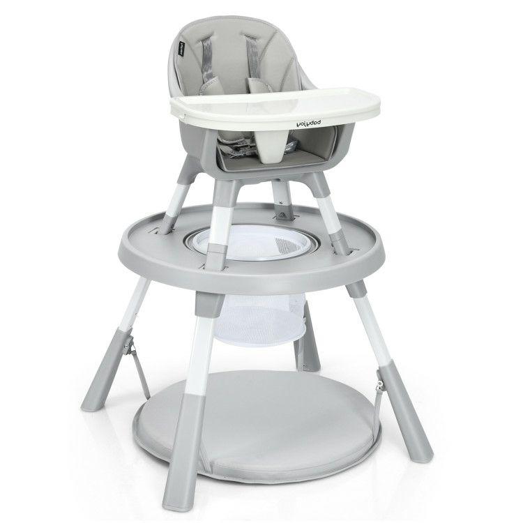 6-in-1 Baby High Chair Infant Activity Center with Height Adjustment Gray |   High Chairs