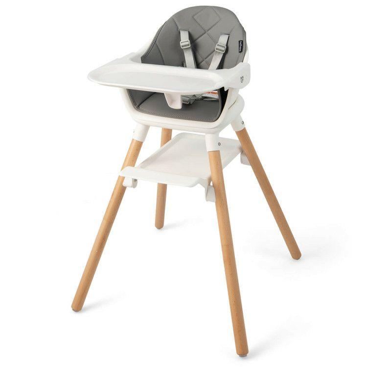 6 in 1 Convertible Highchair with Safety Harness and Removable Tray White |   High Chairs