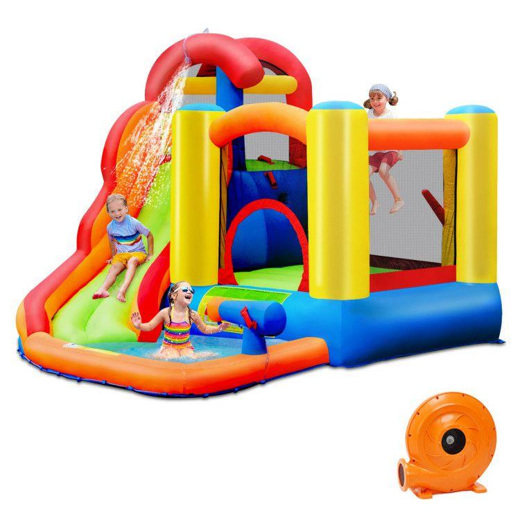 6-in-1 Water Park Bounce House for Outdoor Fun with Blower and Splash Pool  |   Bounce House