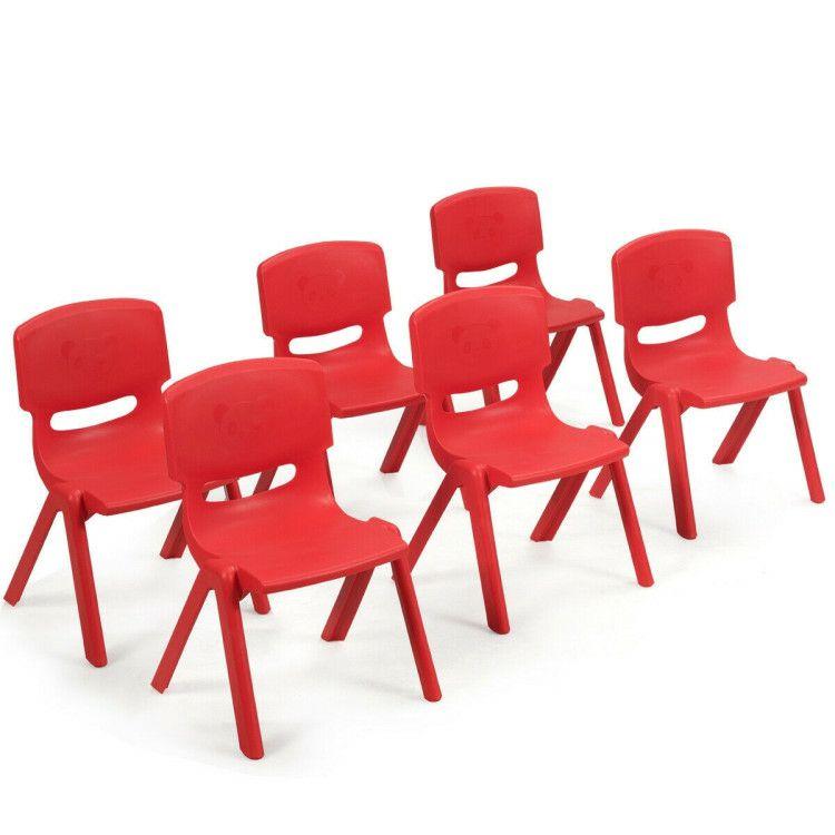 6-pack Kids Plastic Stackable Classroom Chairs Red |   Kids Chairs & Seating