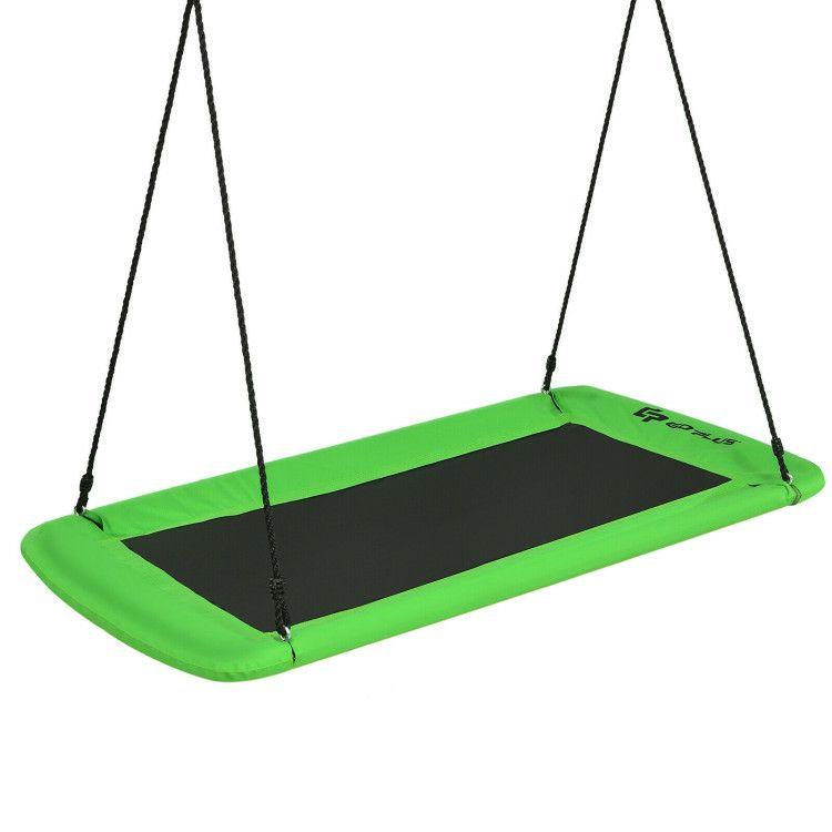 60 Inches Platform Tree Swing Outdoor with  2 Hanging Straps Green |   Outdoor Play