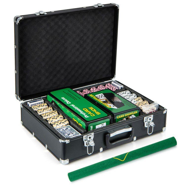 600-Piece Poker Chip Set 14 Gram Claytec Chips with Carrying Case Black |   Game Room