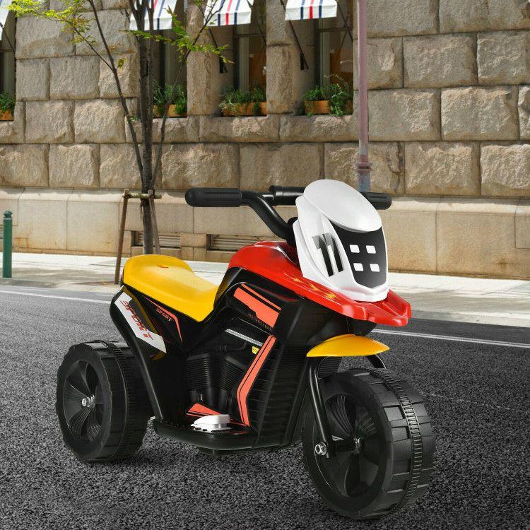 6V 3-Wheel Electric Ride-On Toy Motorcycle Trike with Music and Horn Black,Red,Yellow |   Powered Ride On Toys