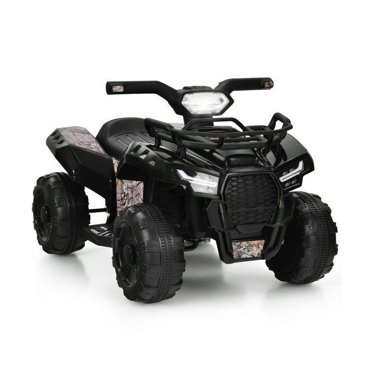 6V Kids ATV Quad Electric Ride On Car with LED Light and MP3 Black |   Powered Ride On Toys