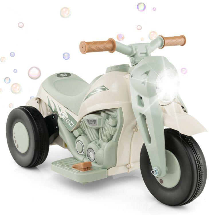 6V Kids Electric Ride on Motorcycle with Bubble Maker and Music Beige |   Powered Ride On Toys