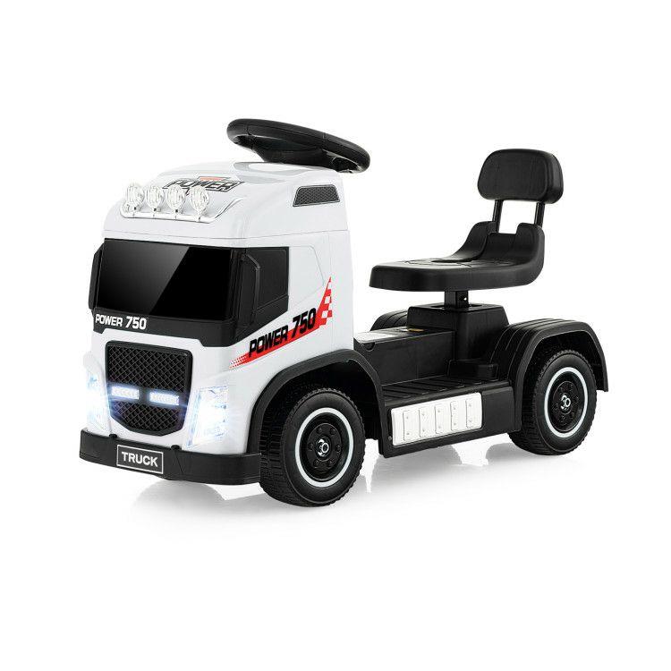 6V Kids Electric Ride-on Truck with Height Adjustable Seat White |   Powered Ride On Toys