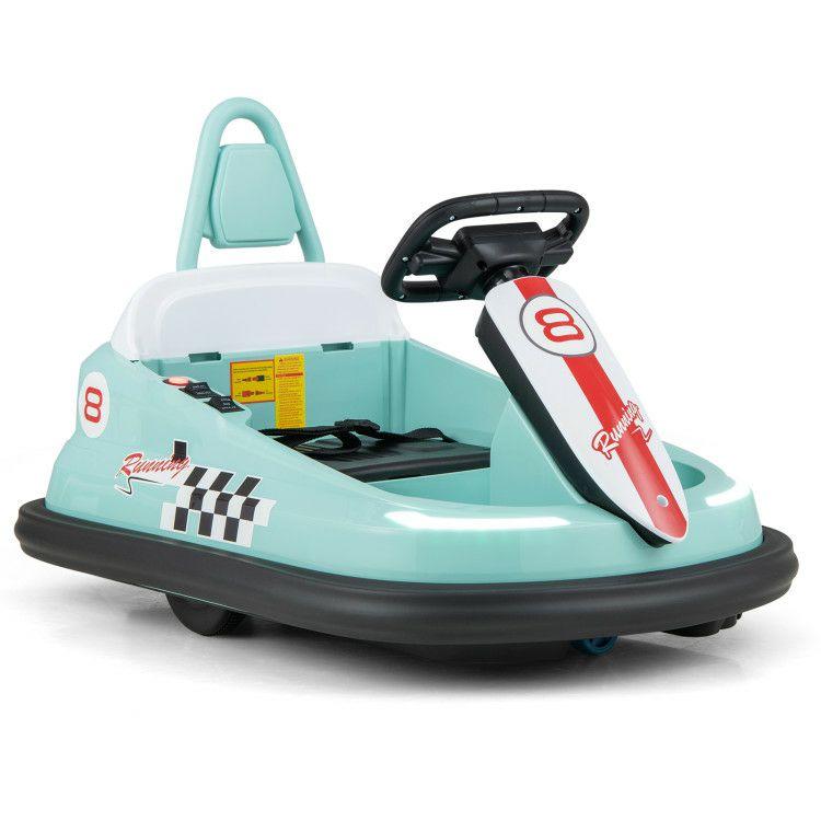 6V kids Ride-on Bumper Car with 360° Spinning and Dual Motors Green |   Powered Ride On Toys