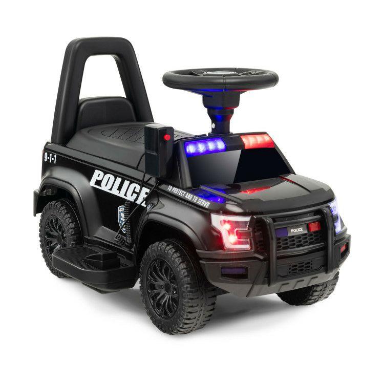 6V Kids Ride On Police Car with Real Megaphone and Siren Flashing Lights Black |   Powered Ride On Toys