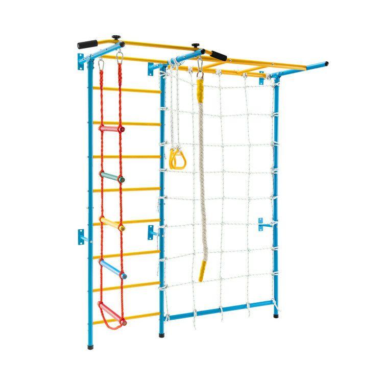 7 In 1 Kids Indoor Gym Playground Swedish Wall Ladder Yellow |   Outdoor Play