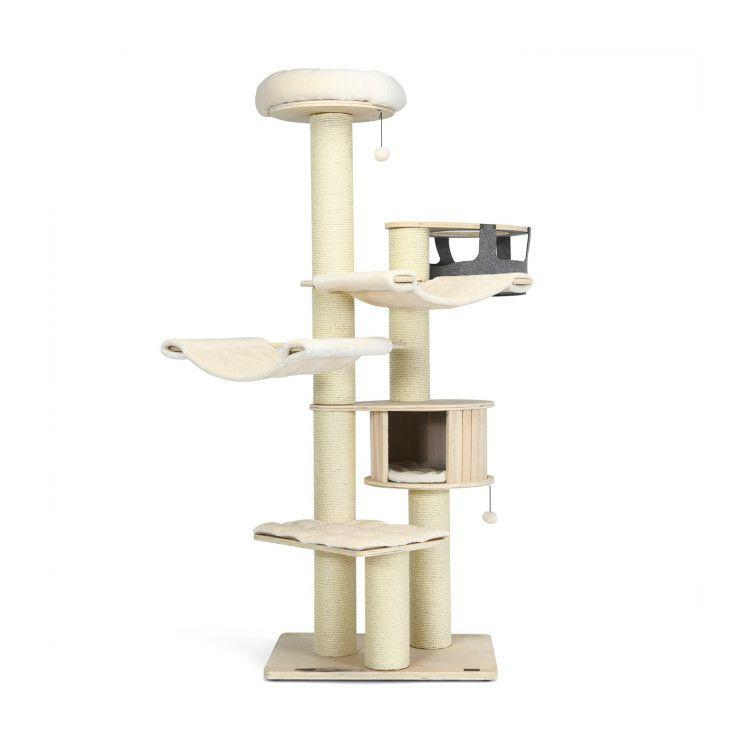 77.5 Inch Cat Tree Condo Multi-Level Kitten Activity Tower with Sisal Posts Beige |   Cat Trees, Condos & Scratchers