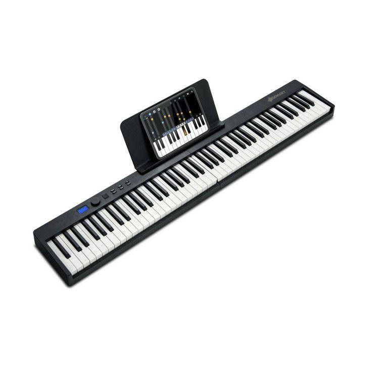 88-Key Foldable Digital Piano with MIDI and Wireless BT Black |   Pianos & Keyboards