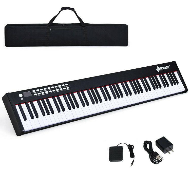 88-Key Portable Full-Size Semi-weighted Digital Piano Keyboard Black |   Pianos & Keyboards