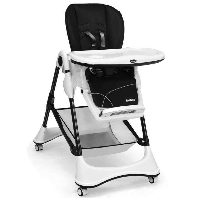 A-Shaped High Chair with 4 Lockable Wheels Black |   High Chairs