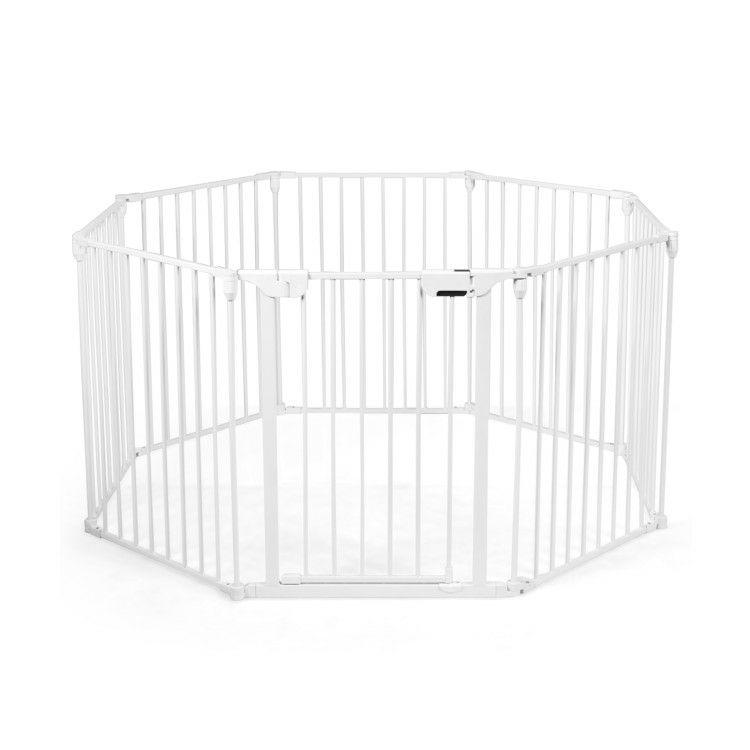 Adjustable Panel Baby Safe Metal Gate Play Yard White |   Baby Playpen & Playards