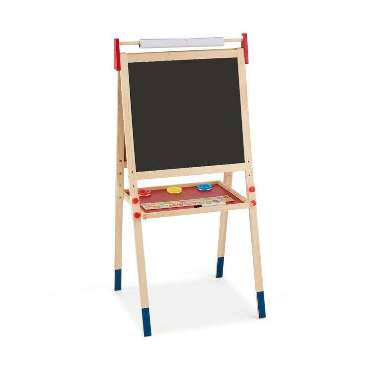 All-in-One Wooden Height Adjustable Kid’s Art Easel with Magnetic Stickers and Paper Multicolor |   Art Easels