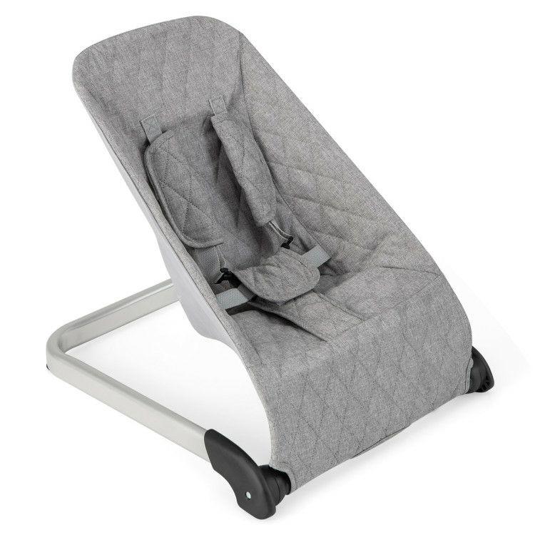 Baby Bouncer Seat with Aluminum and Metal Frame Light Gray |   Baby Bouncer & Rocker