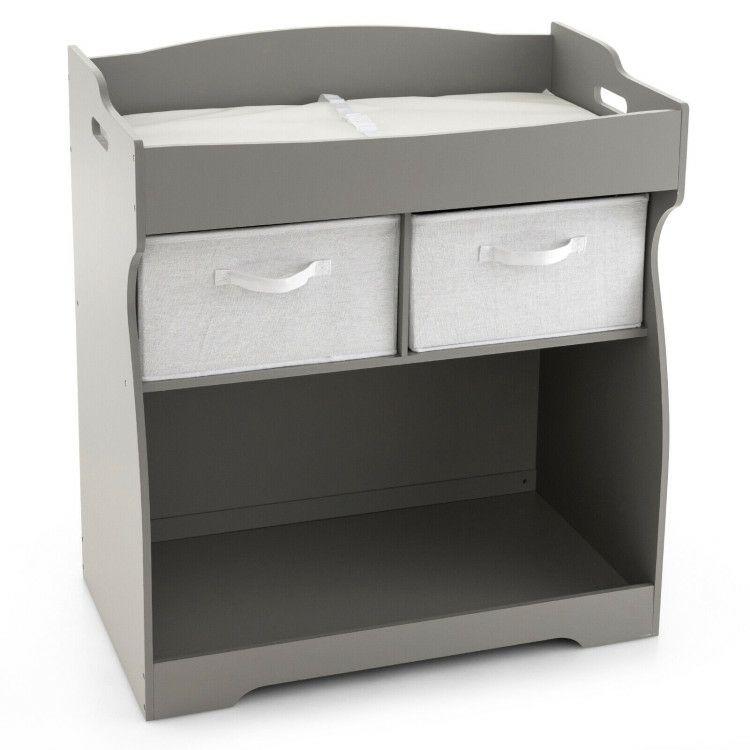 Baby Changing Table with 2 Drawers and Large Storage Bin Gray |   Changing Tables