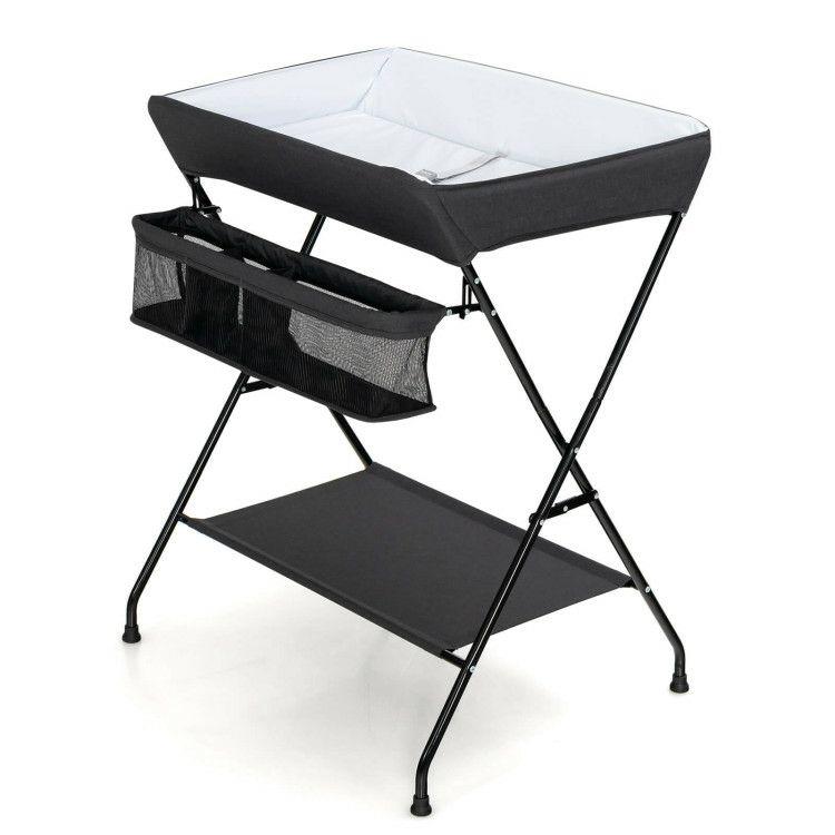 Baby Storage Foldable Diaper Changing Table Black |   Changing Tables