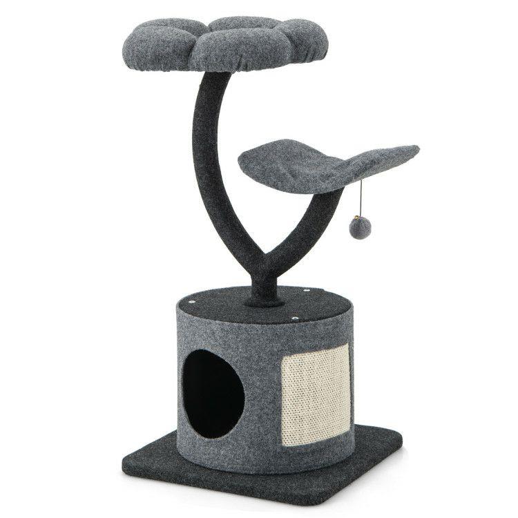 Cat Tree for Large and Small Cats with Curved Metal Supporting Frame Gray |   Cat Trees, Condos & Scratchers