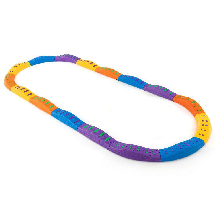 Colorful Kids Wavy Balance Beam with Textured Surface and Non-slip Foot Pads Blue & Orange |   Toy Sports