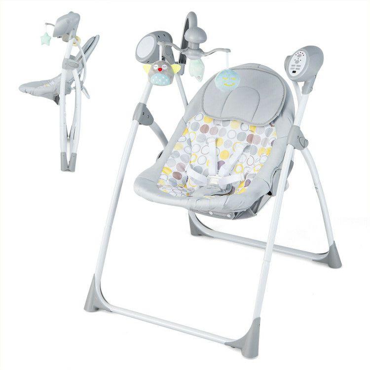 Electric Foldable Baby Rocking Chair with Adjustable Backrest Gray |   Baby Bouncer & Rocker