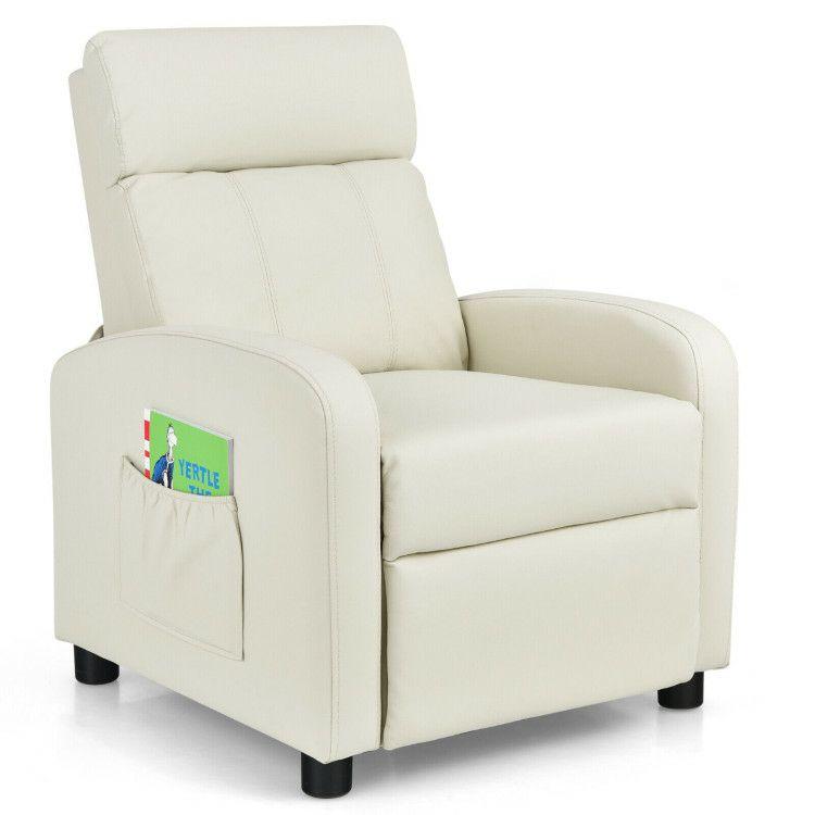 Ergonomic PU Leather Kids Recliner Lounge Sofa for 3-12 Age Group White |   Kids Chairs & Seating