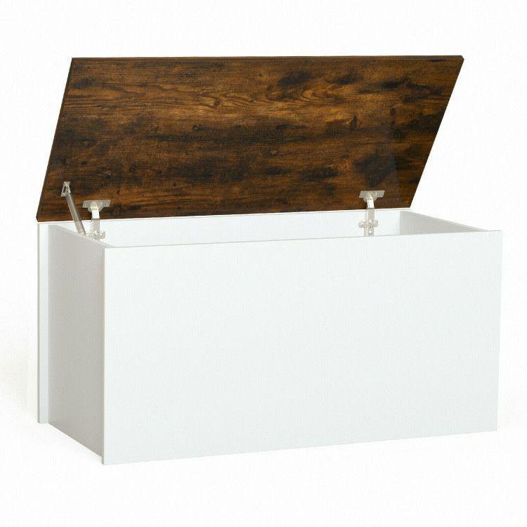 Flip-top Storage Chest with Self-hold Cover and Pneumatic Rod White |   Kids Storage