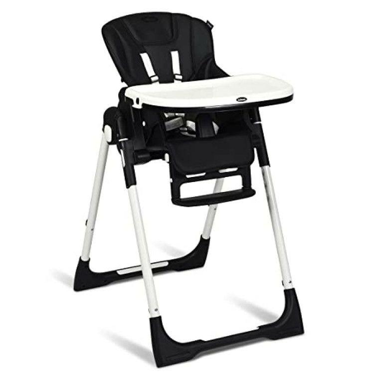 Foldable High Chair with Multiple Adjustable Backrests Black |   High Chairs