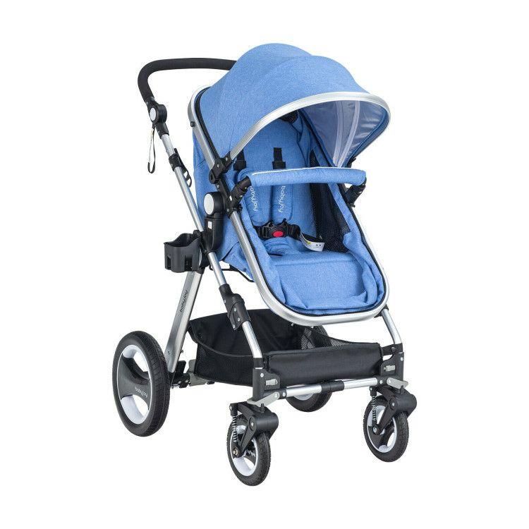 Folding Aluminum Baby Stroller Baby Jogger with Diaper Bag Blue |   Baby Strollers