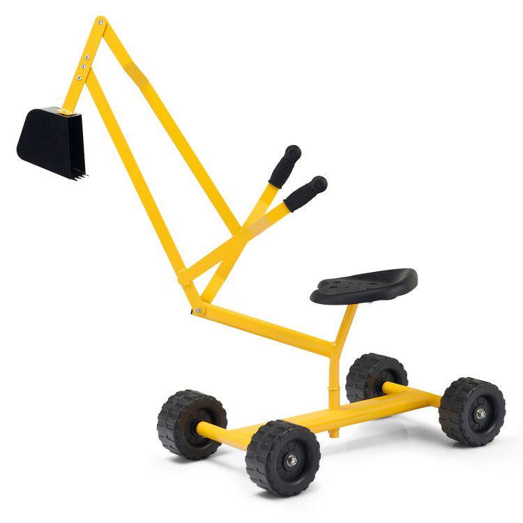 Heavy Duty Steel Frame Kid Ride-on Sand Digger Yellow + Black |   Sandboxes