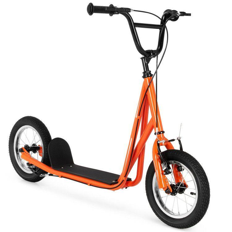 Height Adjustable Kid Kick Scooter with 12 Inch Air Filled Wheel Orange |   Scooters