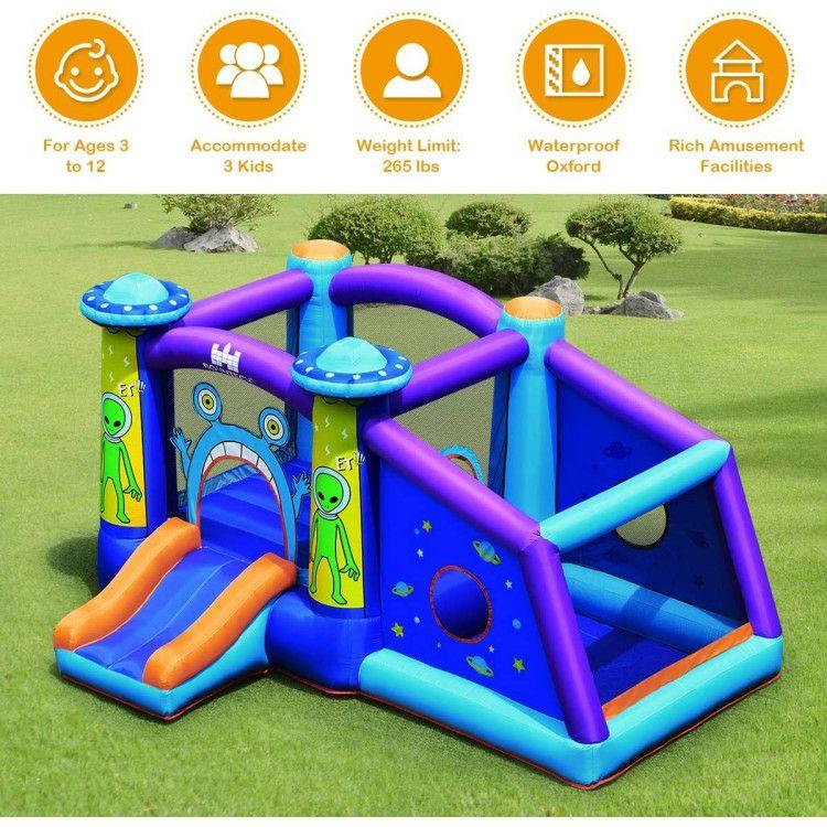 Inflatable Alien Style Kids Bouncy Castle with 480W Air Blower Multicolor |   Outdoor Play