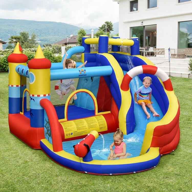 Inflatable Bounce Castle with Slide Climbing Wall and 450W Blower  |   Bounce House