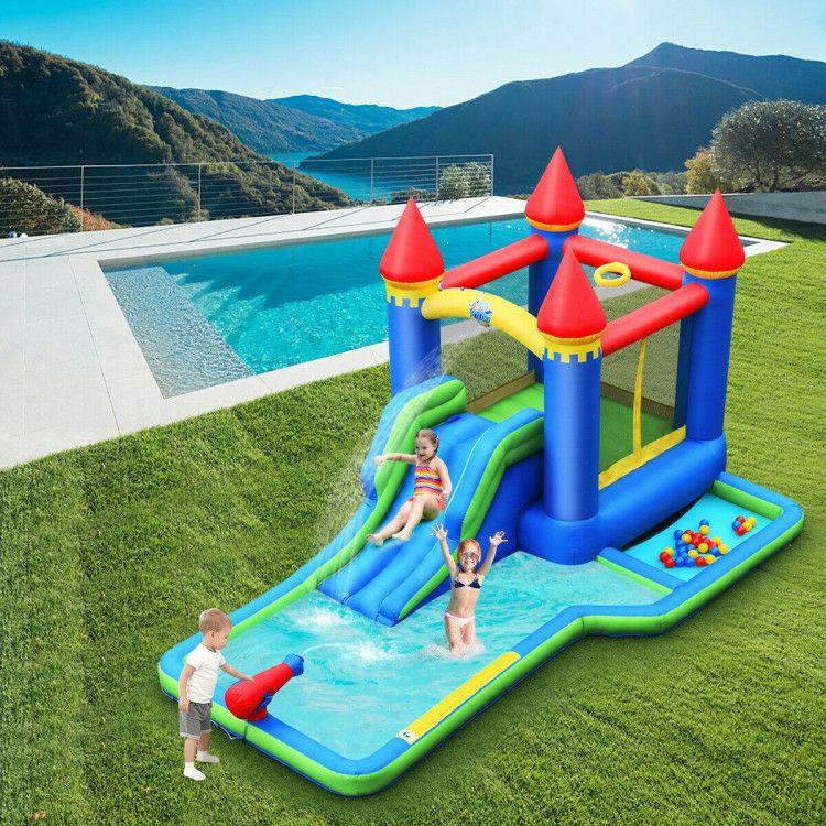 Inflatable Bounce House Castle Water Slide with Climbing Wall and 550W Blower  |   Bounce House