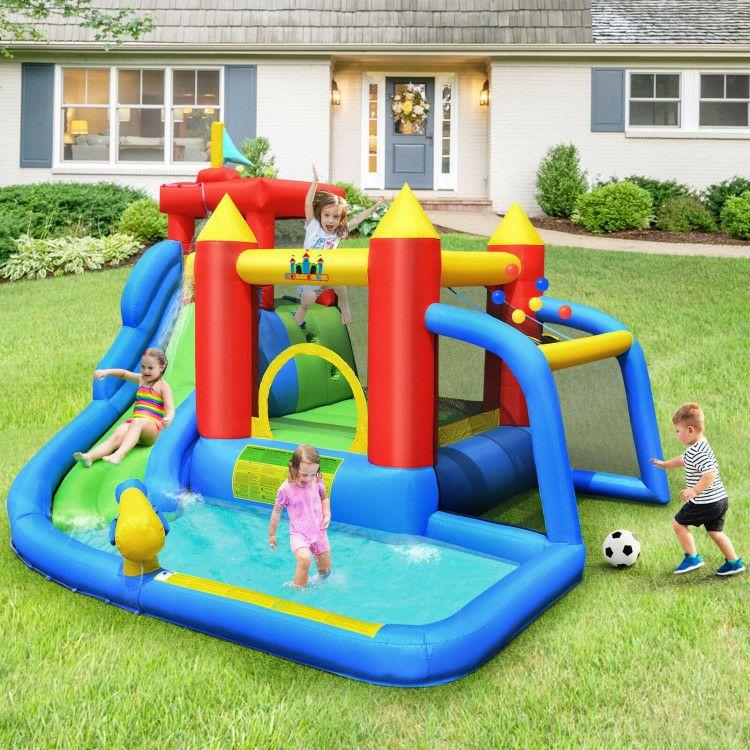 Inflatable Bouncer Bounce House with Water Slide Splash Pool without Blower  |   Bounce House