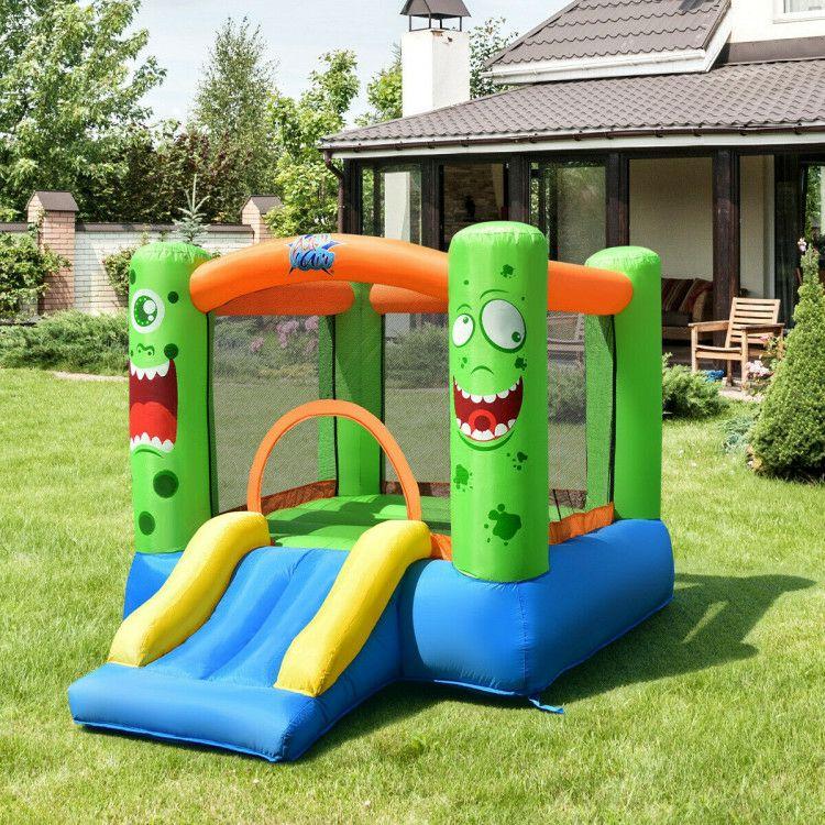 Inflatable Castle Bounce House Jumper Kids Playhouse with Slider  |   Outdoor Play