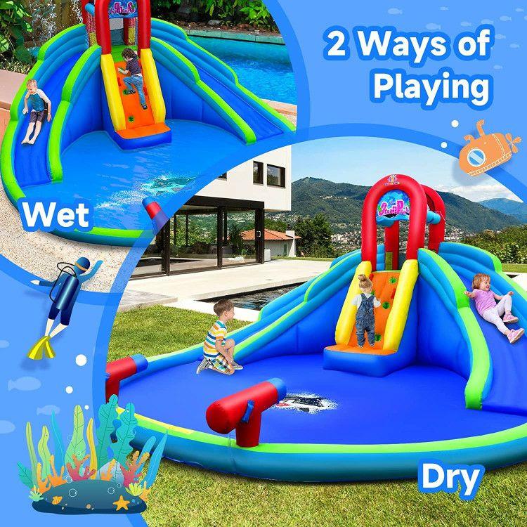 Inflatable Water Park Waterslide for Kids Backyard with 780W Air Blower  |   Outdoor Play