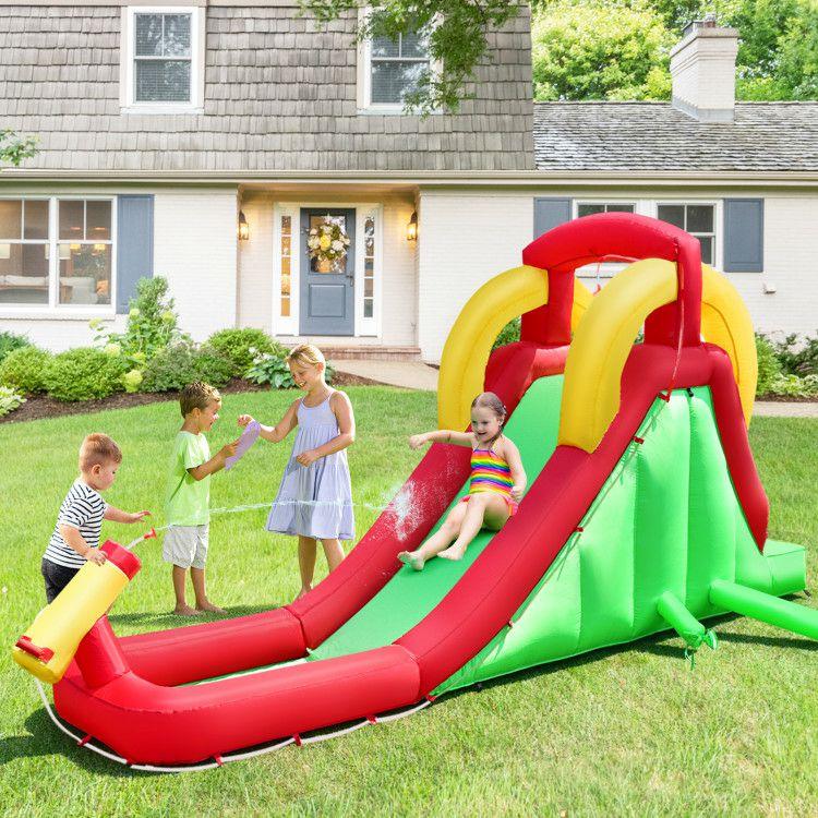 Inflatable Water Slide Bounce House with Climbing Wall and Jumper with 380W Blower  |   Outdoor Play