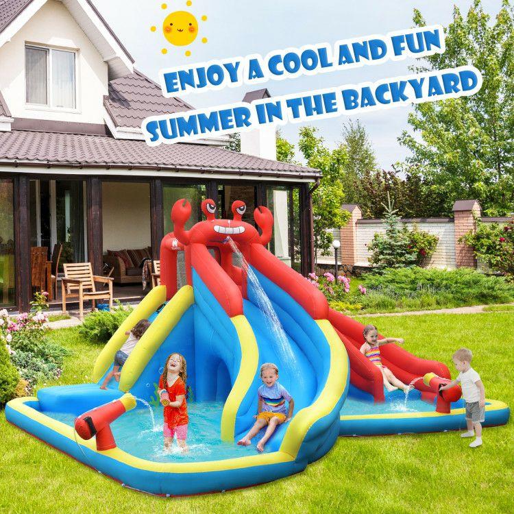 Inflatable Water Slide Crab Dual Slide Bounce House without Blower  |   Outdoor Play