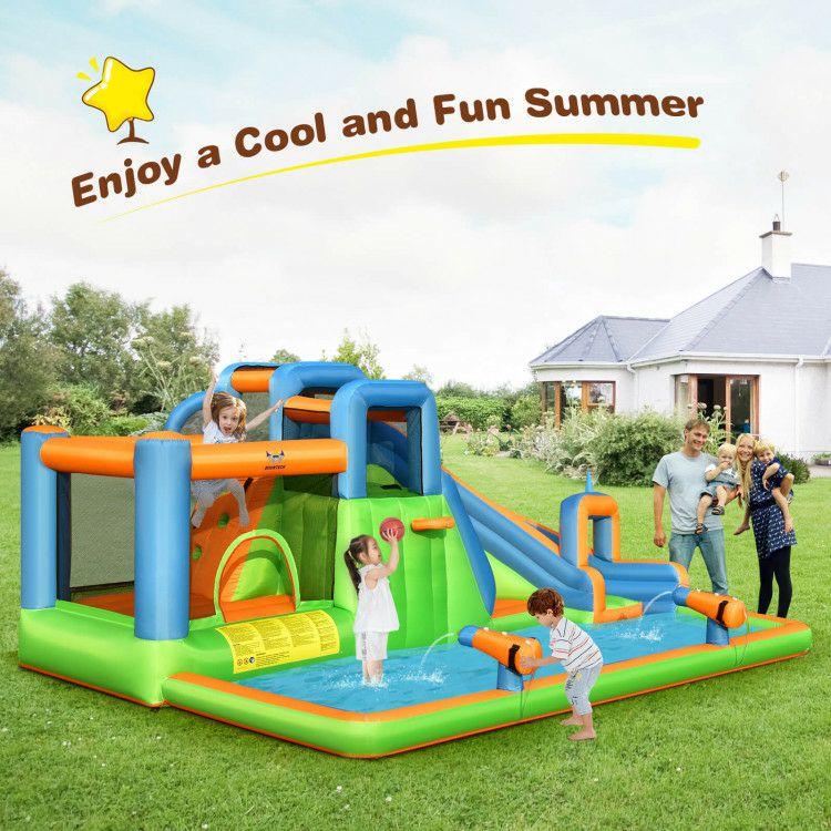 Inflatable Water Slide with Dual Climbing Walls and Blower Excluded Blue, Green, Orange |   Outdoor Play