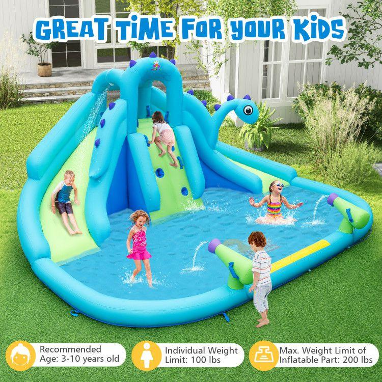 Inflatable Water Slide with Dual Slides and Large Splash Pool and Carry Bag (with 584W Blower)  |   Bounce House