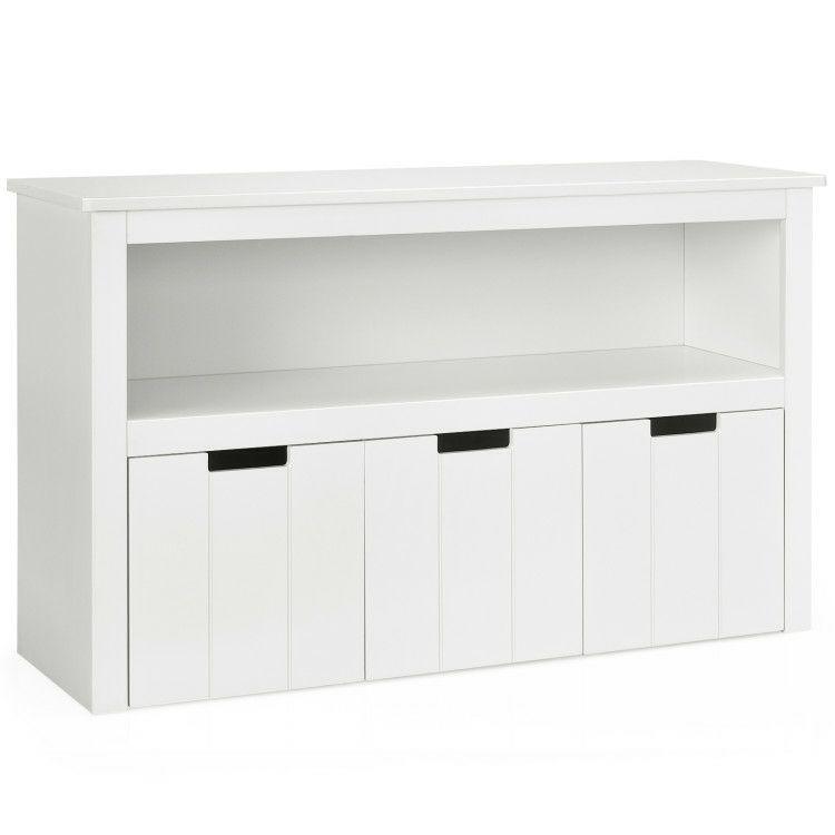 Kid Toy Storage Cabinet Drawer Chest with Wheels and Large Storage Cube Shelf White |   Kids Storage