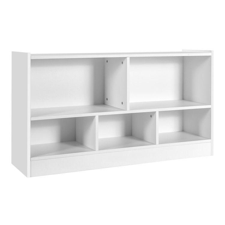 Kids 2-Shelf Bookcase 5-Cube Wood Toy Storage Cabinet Organizer White |   Kids Storage