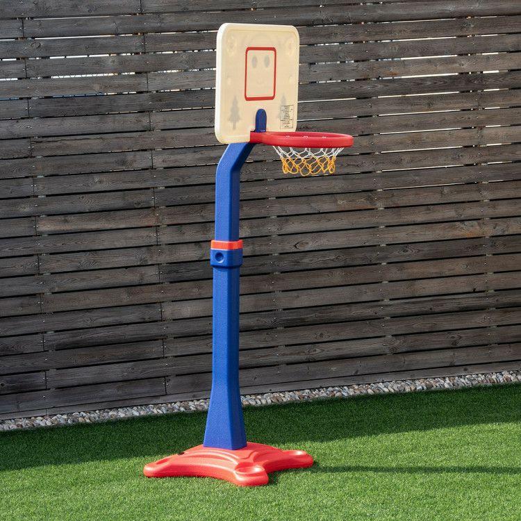 Kids Adjustable Height Basketball Hoop Stand Blue + Red + White |   Toy Sports