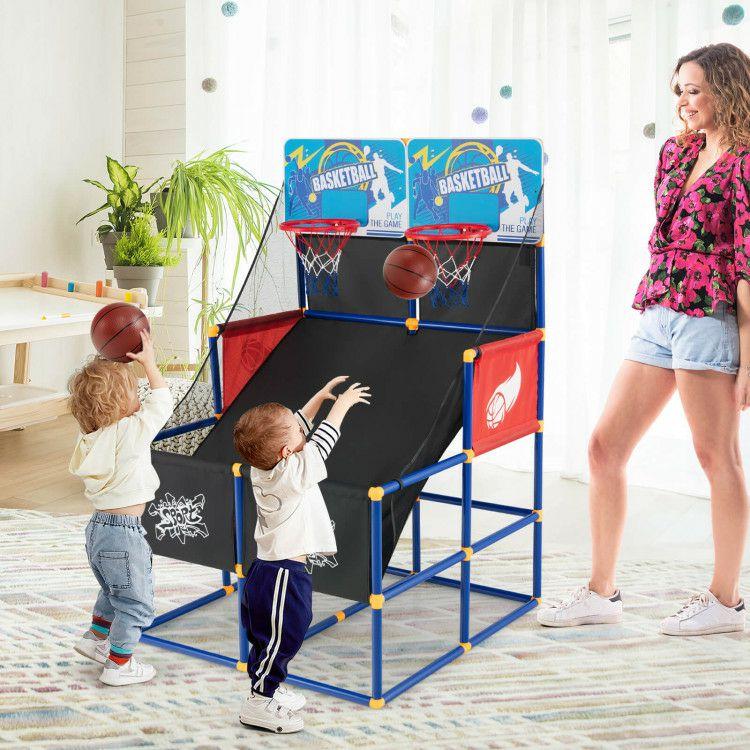 Kids Arcade Basketball Game Set with 4 Basketballs and Ball Pump  |   Game Room