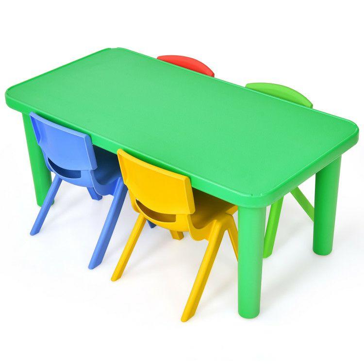 Kids Colorful Plastic Table and 4 Chairs Set Colorful |   Kids Table & Chair Sets