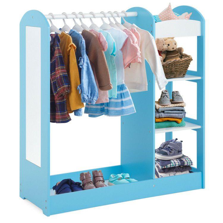 Kids Dress Up Storage with Mirror Blue |   Kids Storage