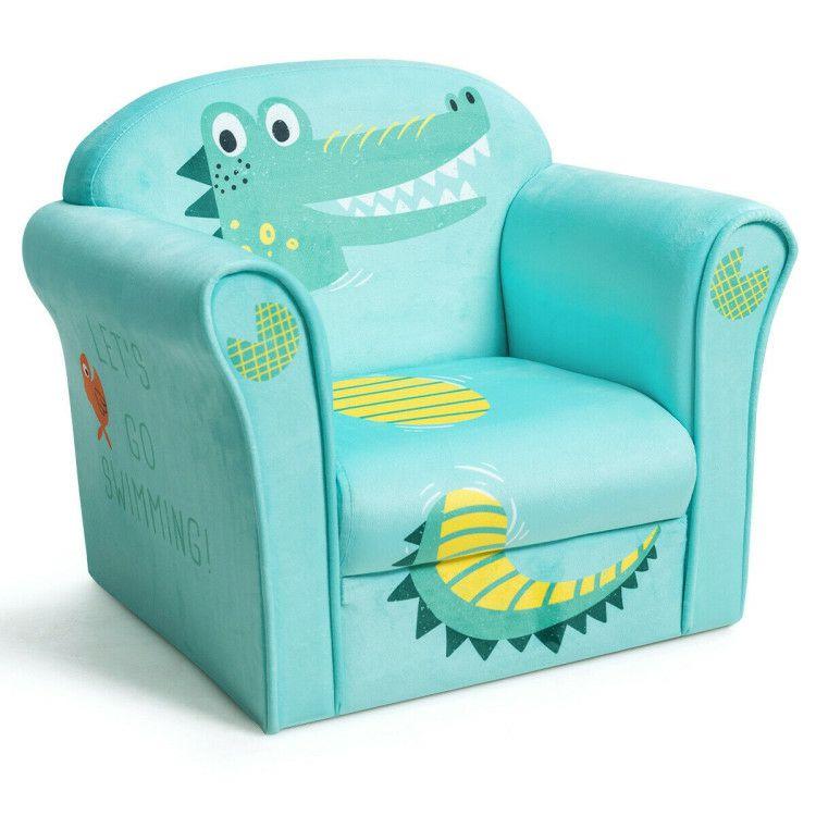 Kids Elephant/Astronaut/Crocodile/Lion Upholstered Sofa with Armrest Green |   Kids Chairs & Seating